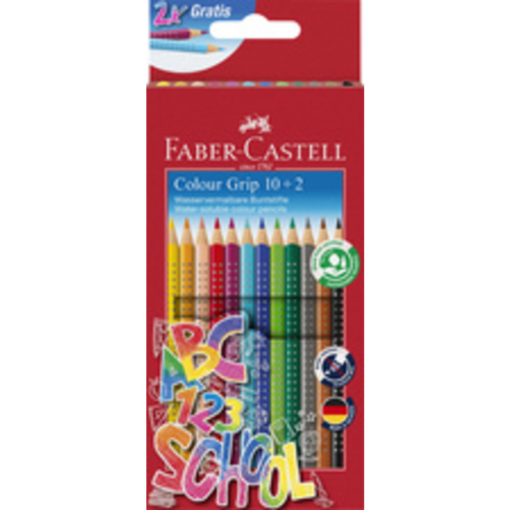 Faber Castell Coffret de crayons de couleur 10+2 Colour Grip assortis 12x - vue 2
