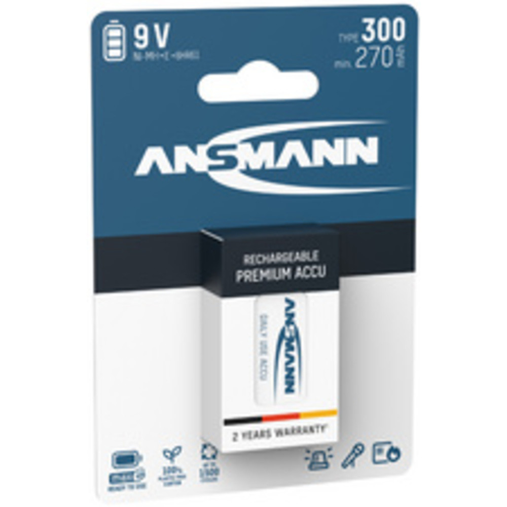 Pile rechargeable NiMH maxE, bloc E 9V, 300 mAh
