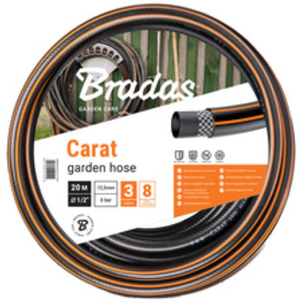 BRADAS Tuyau d'arrosage CARAT, 1/2', noir/orange, 50 m