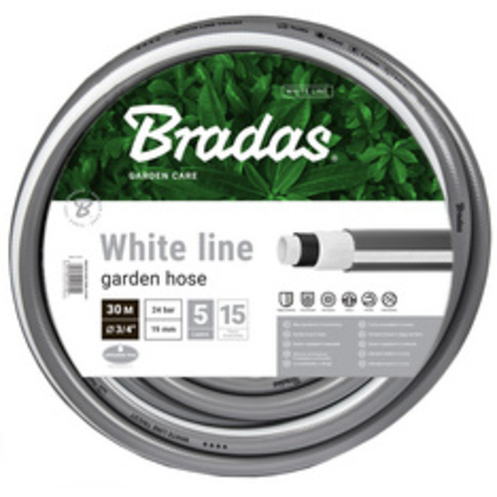 BRADAS Tuyau d'arrosage WHITE LINE, 1/2', argent/blanc, 50 m