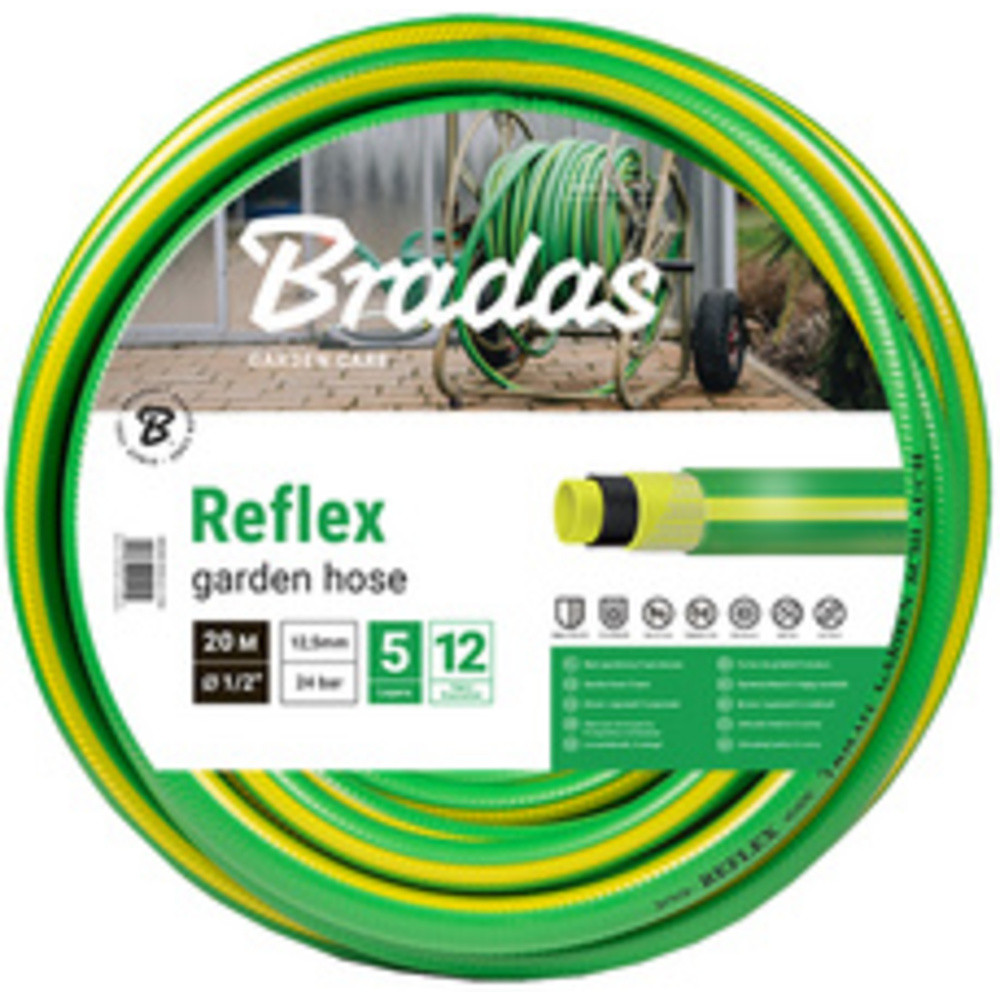 BRADAS Tuyau d'arrosage REFLEX, 1/2', 50 m, vert/jaune