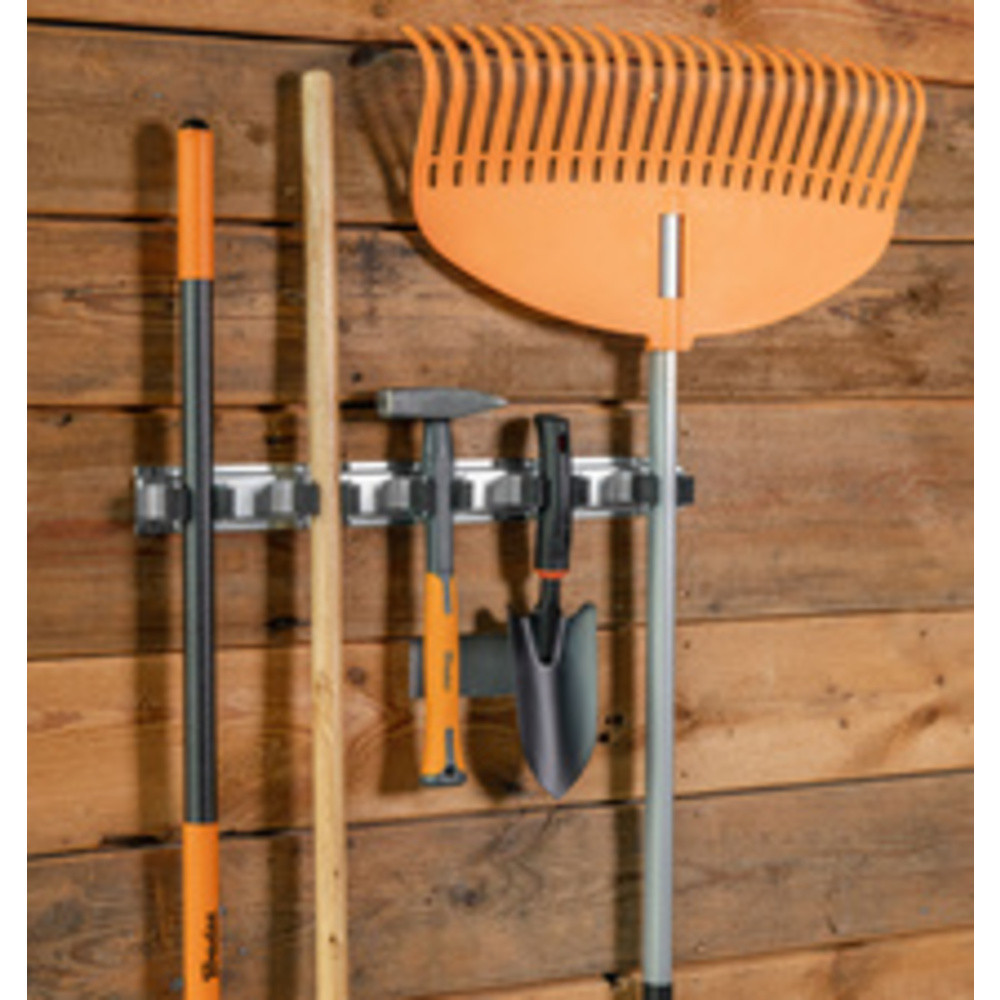 Porte-balais/outils, 5 logements, rail métallique