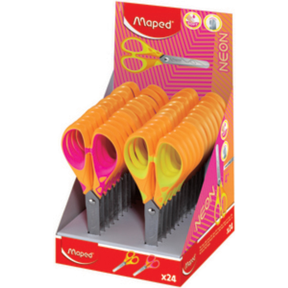 MAPED Ciseaux Pulse Soft NEON, 130 mm, prsentoir de 24
