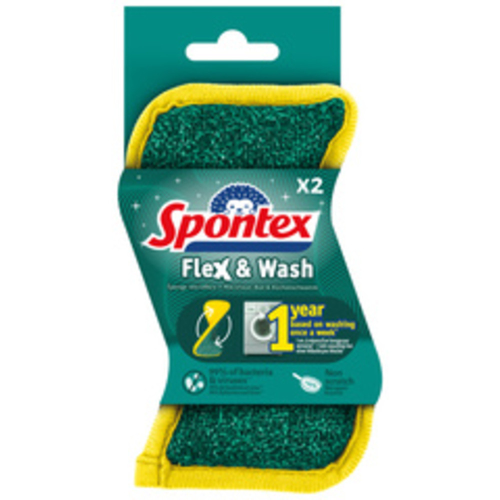 Eponge Microfibre Flex & Wash Spontex Le Paquet De 2 Éponges