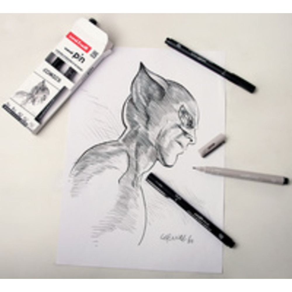 Stylo Uni ball Fineliner PIN ""Comics"" PF jeu de 5 encres pigmentées résistantes à 'eau monture métallique. 5x - vue 2
