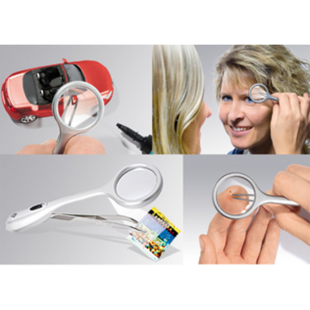WEDO Pince  piler avec loupe 'Trizette', avec lumire LED
