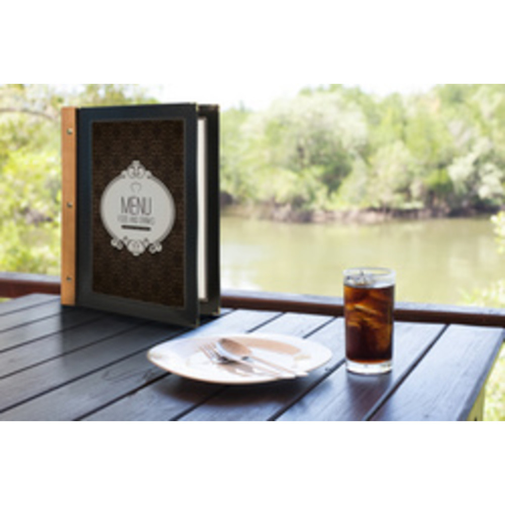 SECURIT Protège-menus WOOD, A4, noir