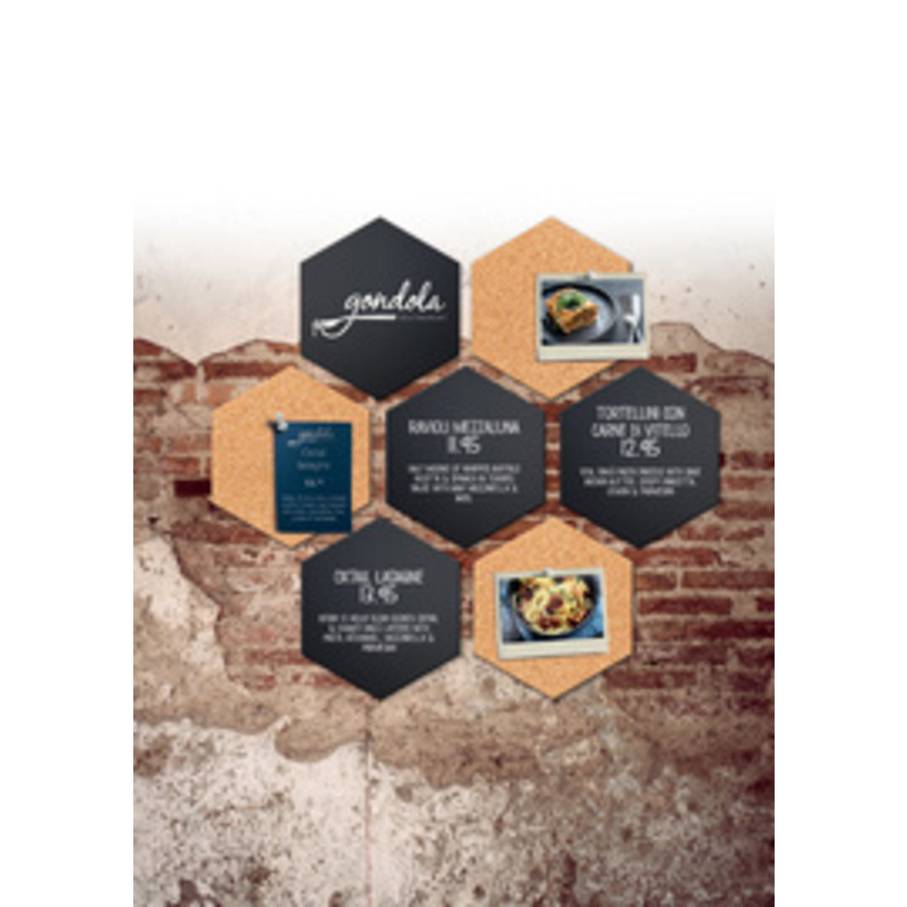 SECURIT Ardoise & tableau en liège SILHOUETTE 'Hexagon'