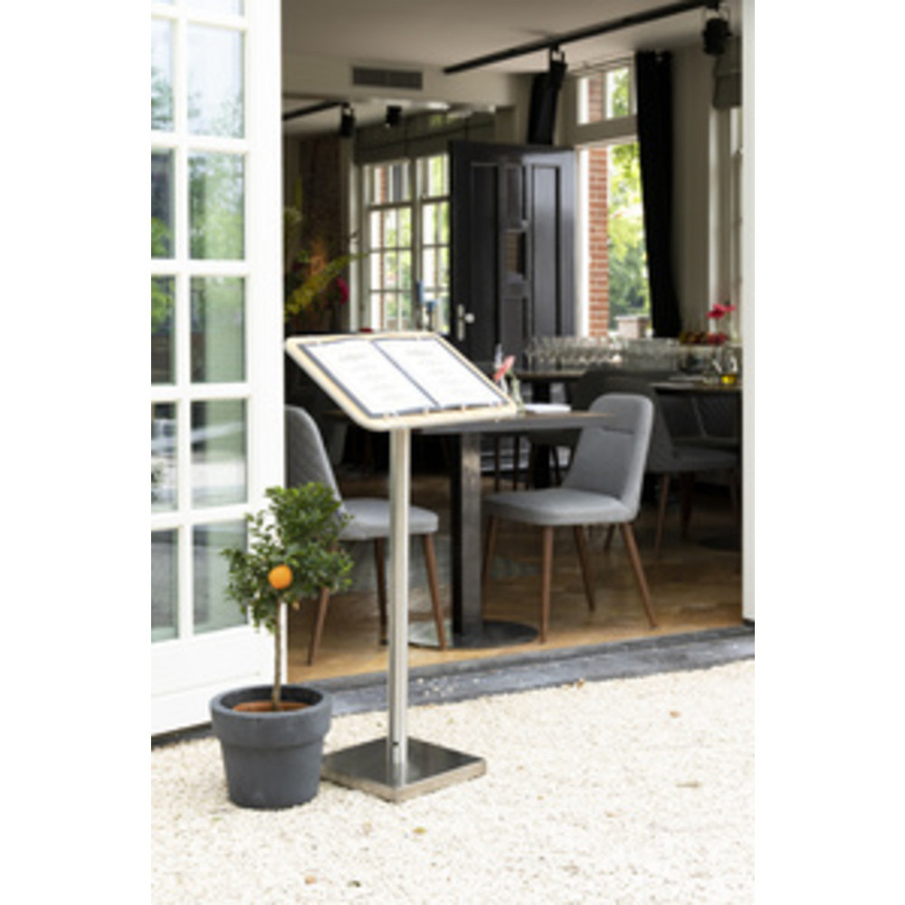 SECURIT Porte-menus, en bois et en acier inoxydable