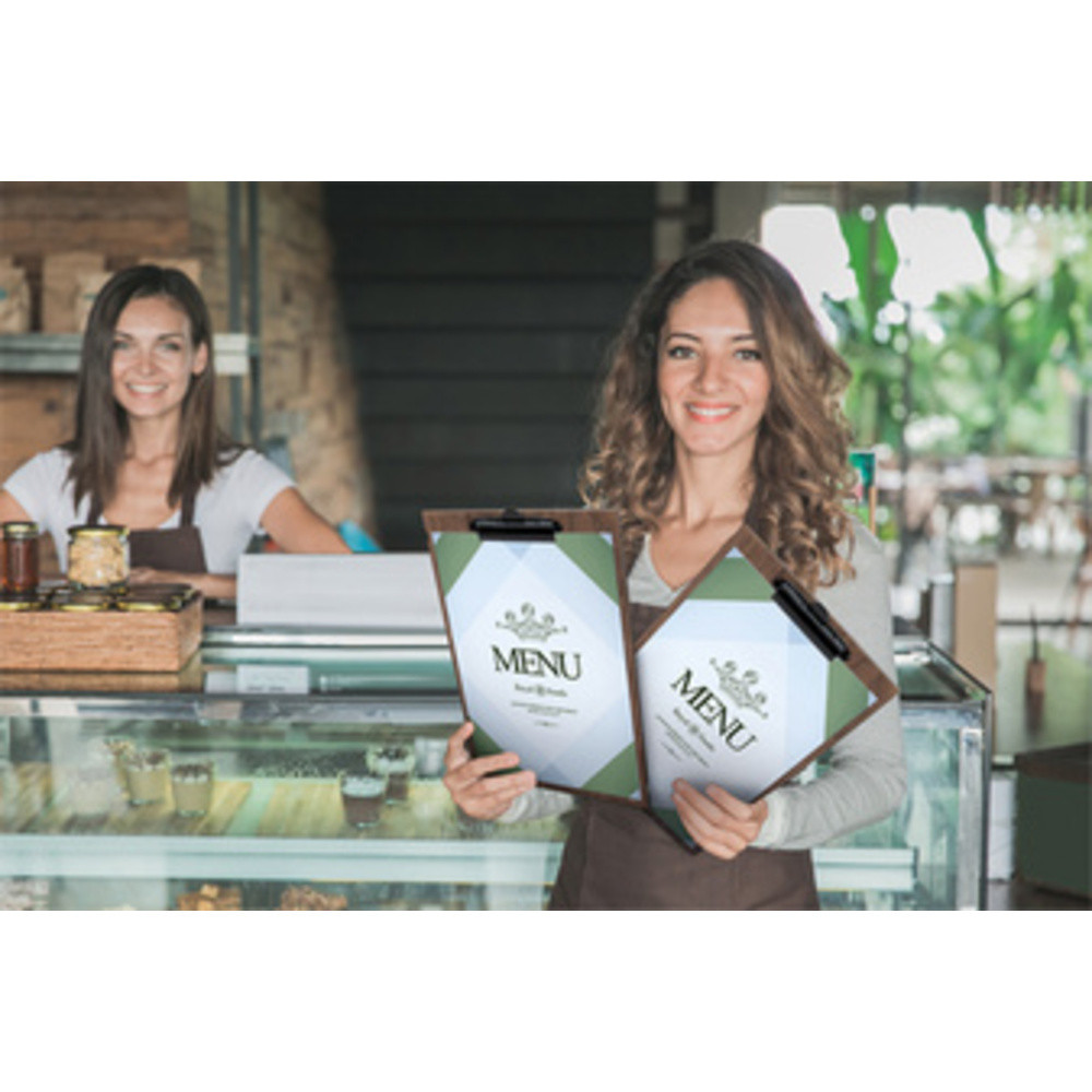 SECURIT Porte-menu à pince WALNUT, A4, en noyer