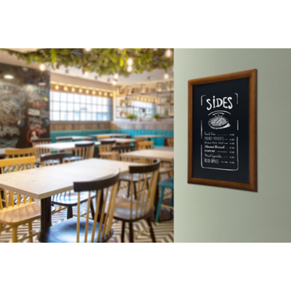 SECURIT Ardoise murale UNIVERSAL, avec cadre en bois, marron