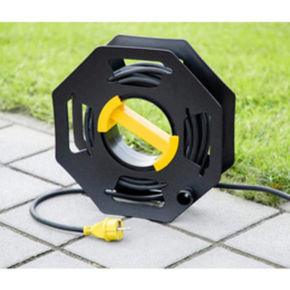 Enrouleur de câble manuel, en plastique, noir