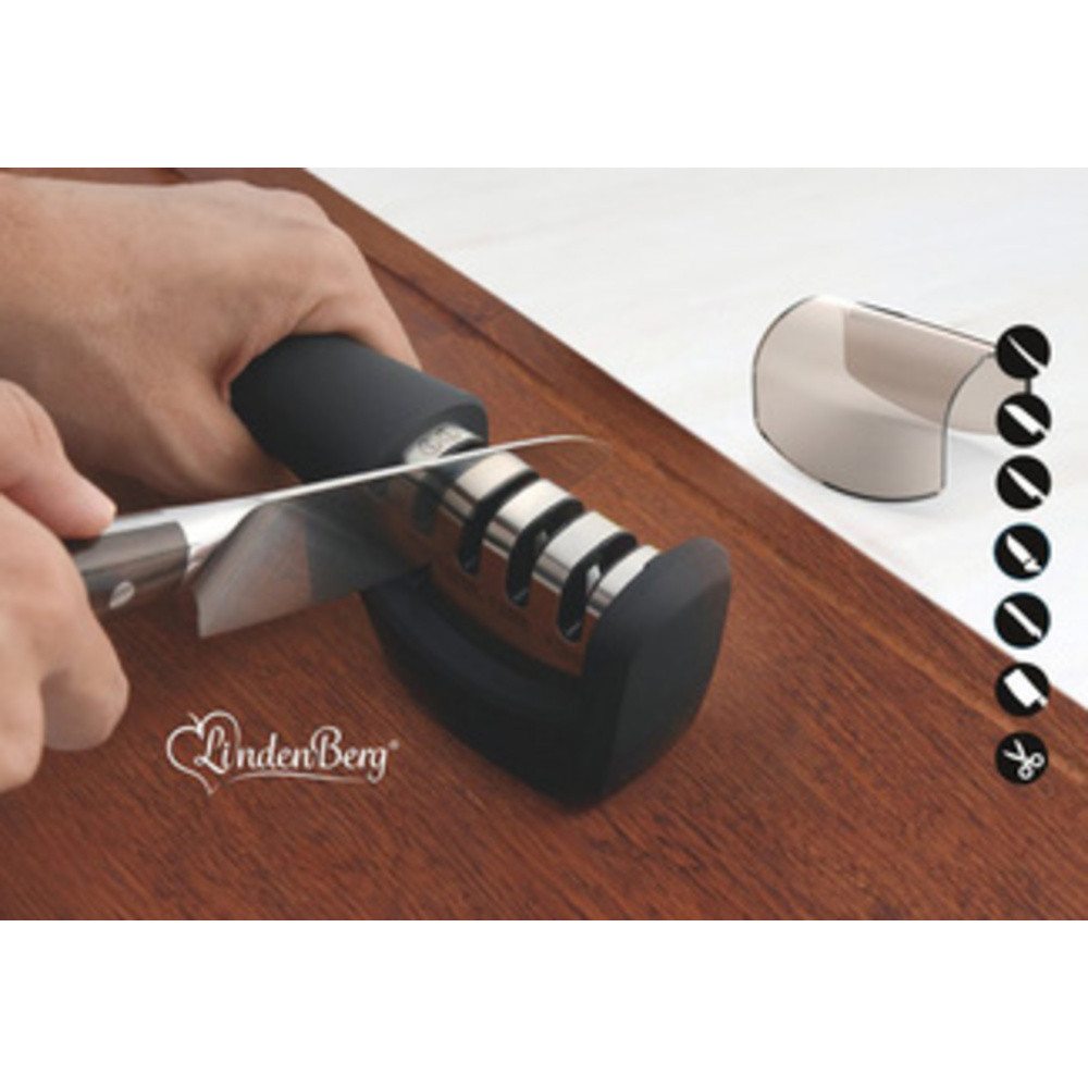 LINDEN BERG Affteur de couteau, 4 niveaux, noir