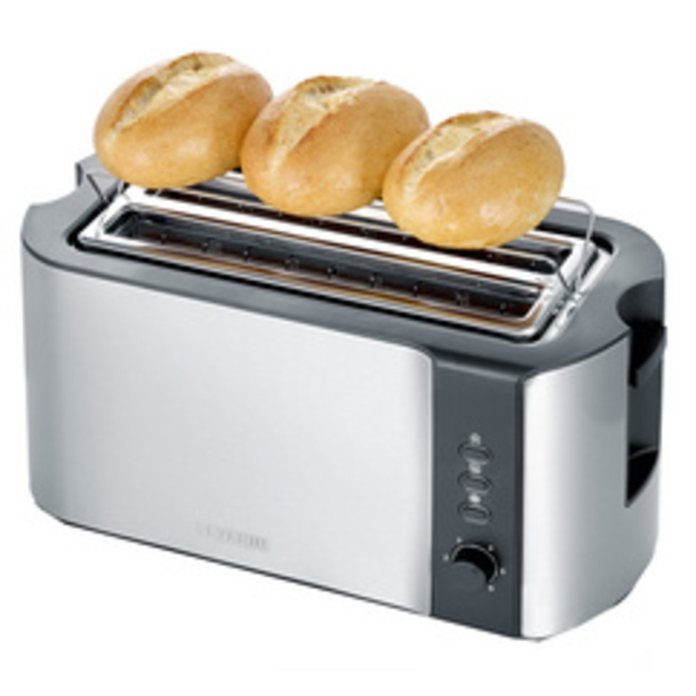 Grille-pain 4 tranches AT 2590, acier inox / noir