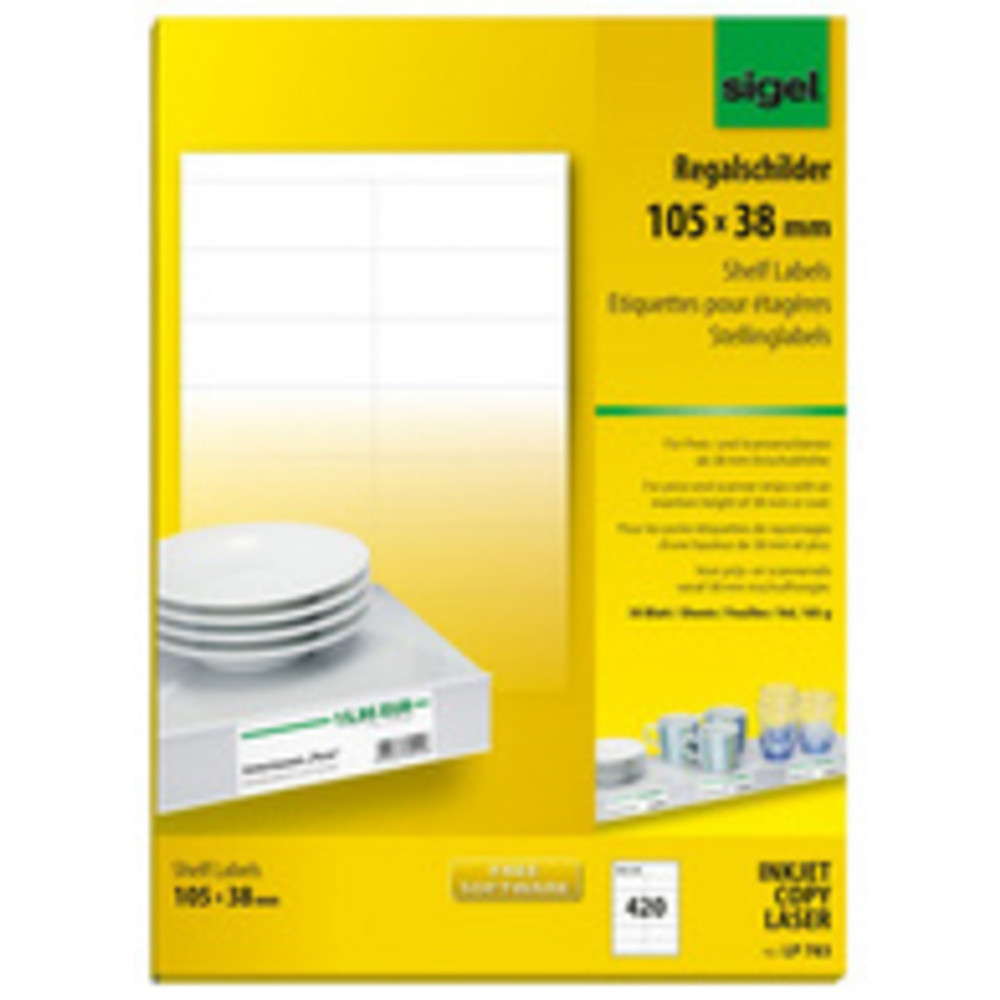 SIGEL Etiquette pour tagre, 105 x 38 mm, blanc, 170 g/m2