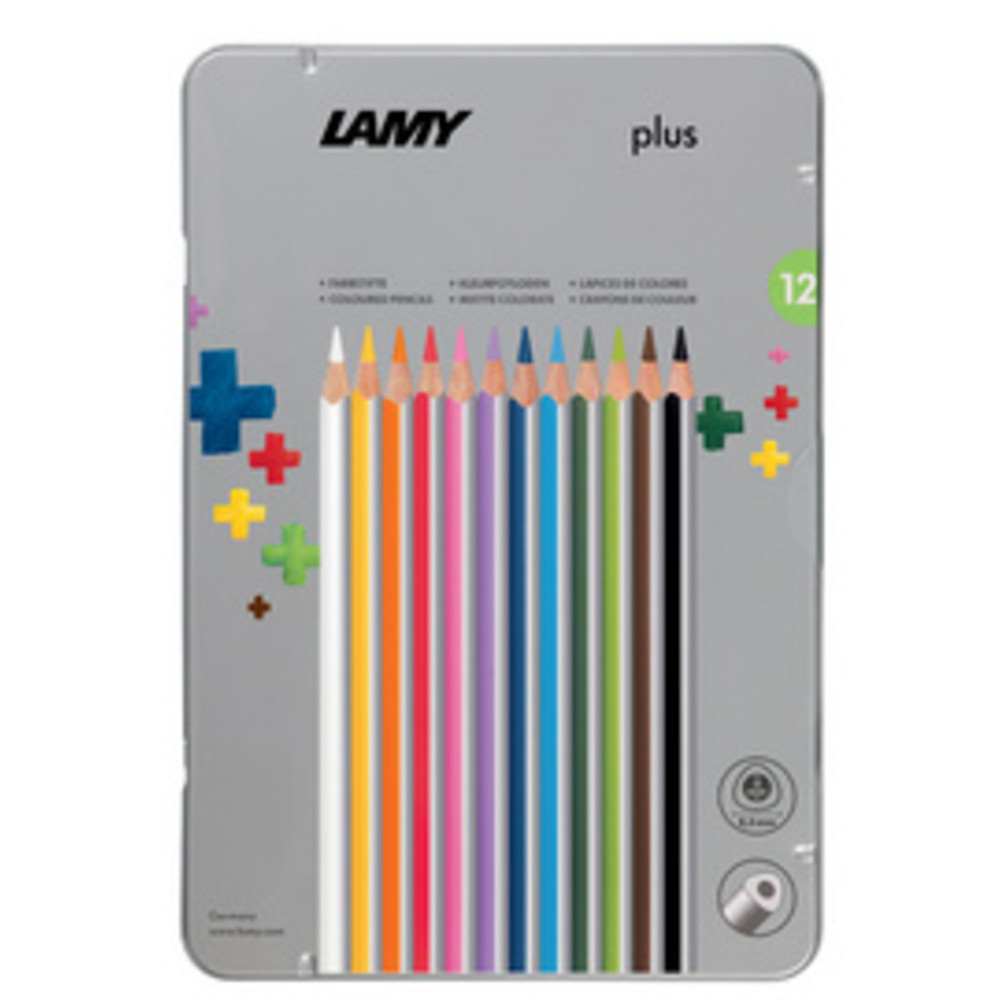 Crayon de couleur triangulaire plus étui métal de