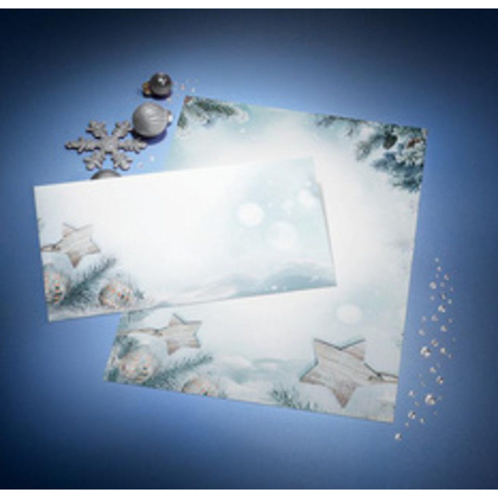Enveloppe à motif de Noël 'Snow Star', format long