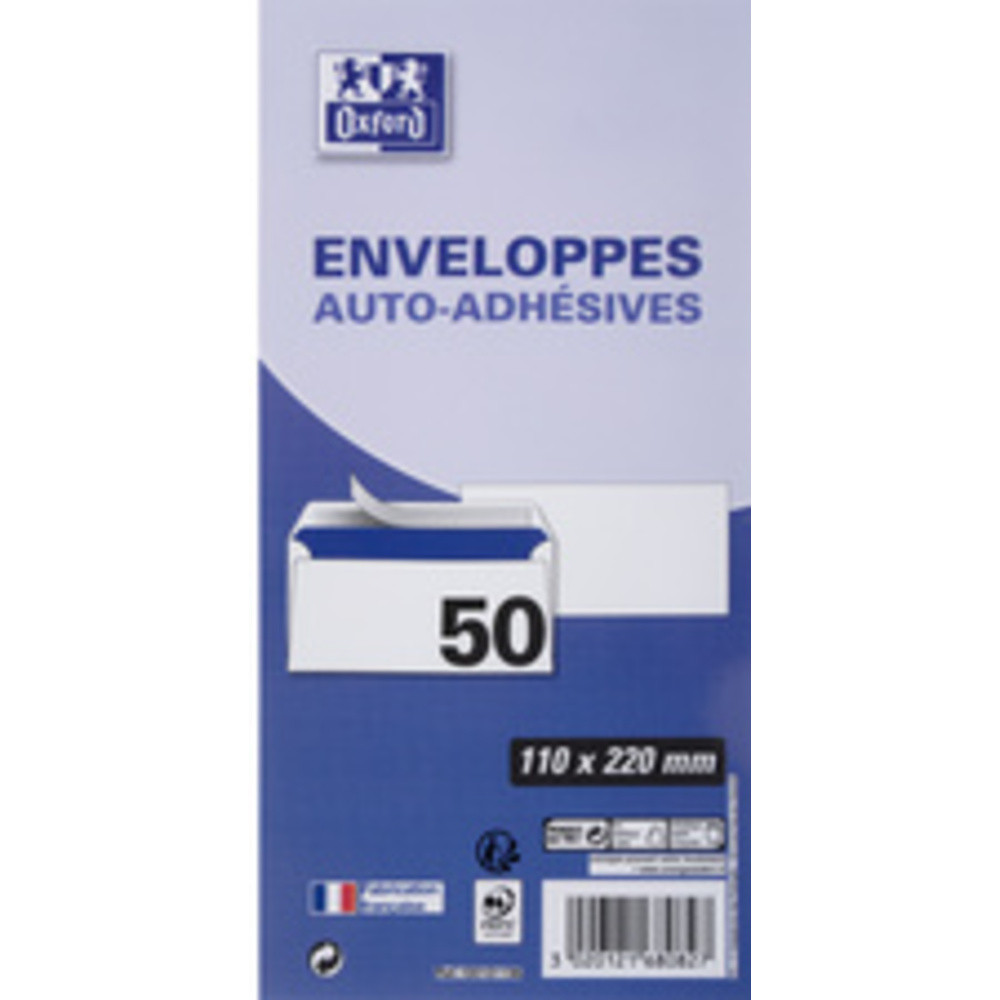Enveloppes Velin DL blanches sans fenêtre