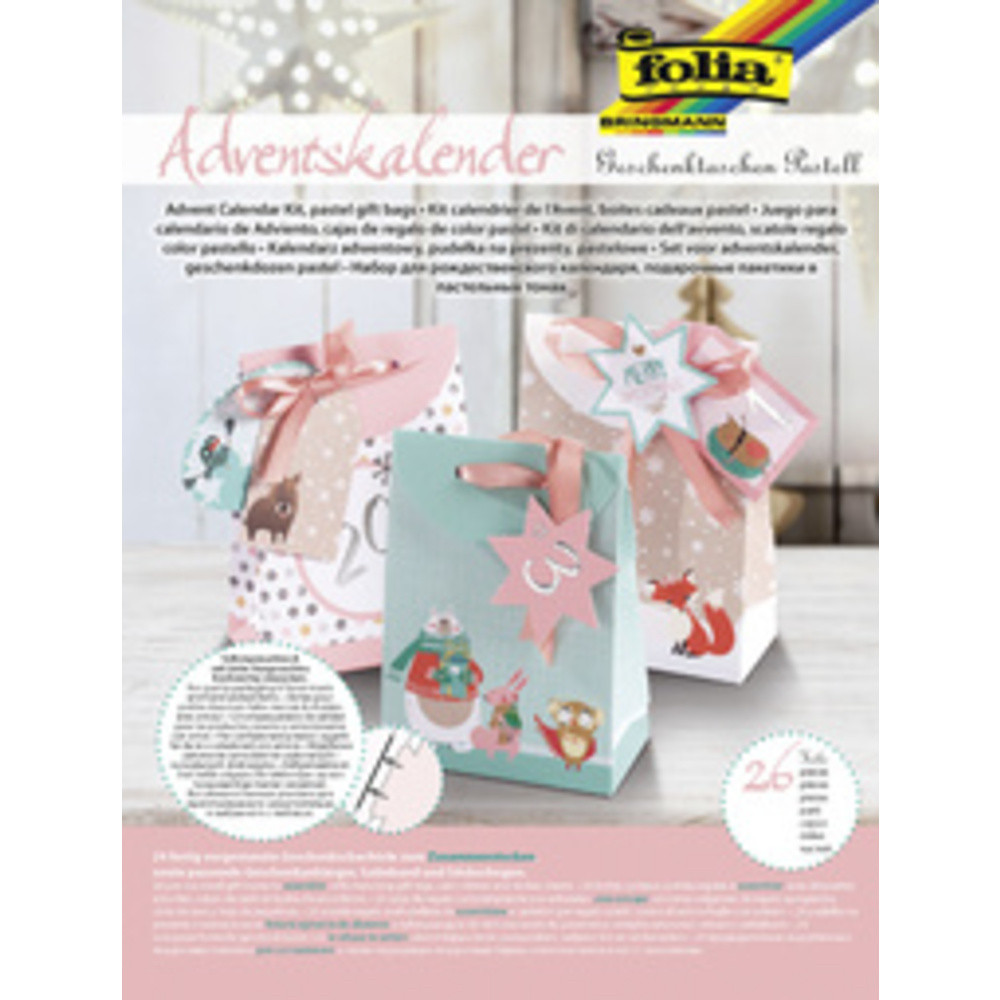 FOLIA Calendier de l'Avent 'Bote cadeau pastel', 26 pices