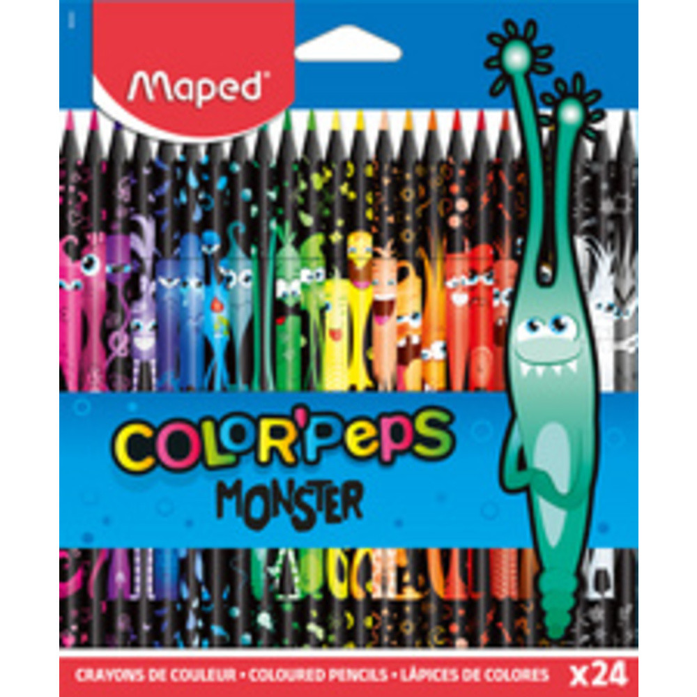 Maped Crayons de Couleur Color’Peps Monster 24 Unités Pour Coloriage et Dessin Couleurs Vives Mine Résistante Ergonomie Parfaite - vue 3