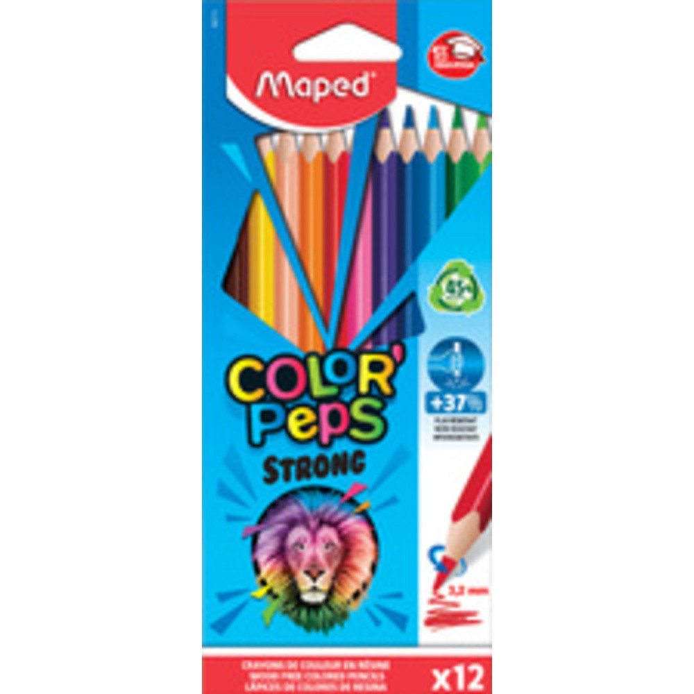 Maped Crayon de couleur triangulaire COLOR'PEPS STRONG étui carton de 12 pièces 12x - vue 2