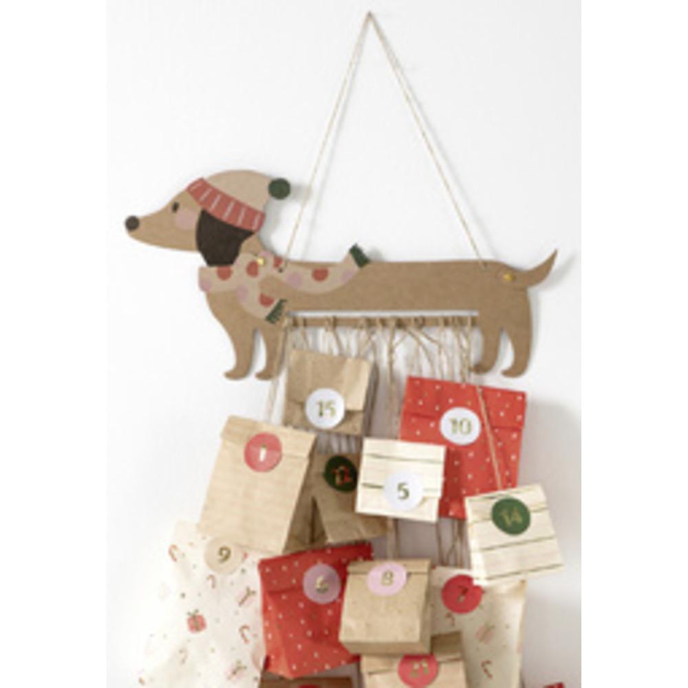 FOLIA Kit pour calendrier de l'Avent SAUSAGE DOG, 54 pices