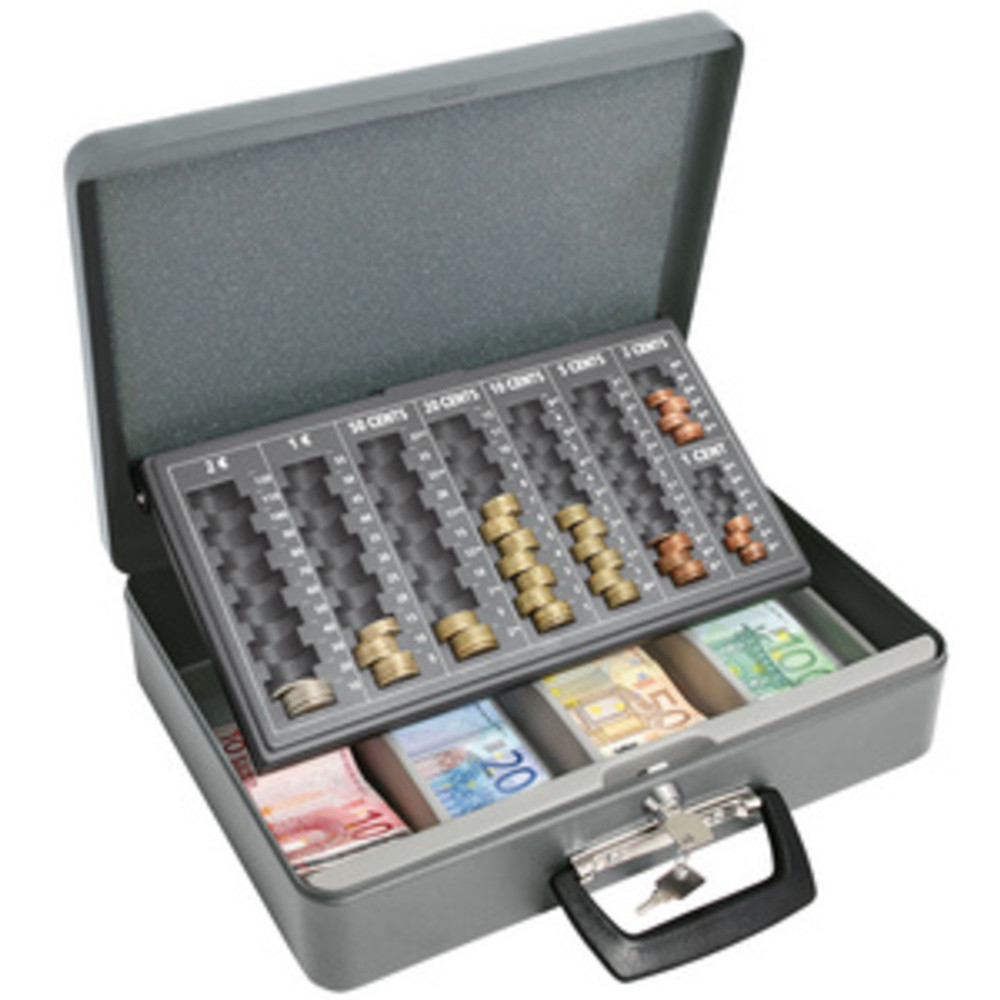 Coffret-caisse à monnaie Maxi, en tôle d'acier, gris