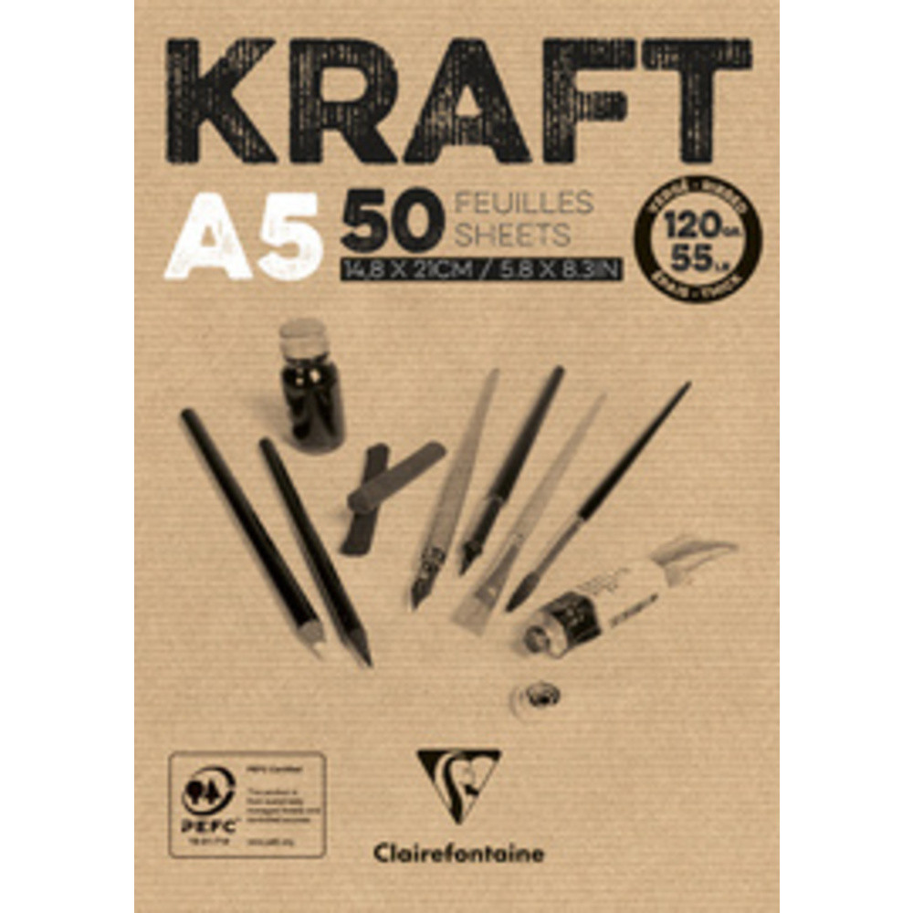 Bloc papier dessin 'KRAFT', A3, 120 g/m2