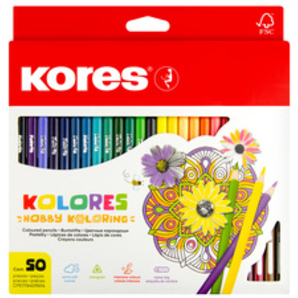 KORES Crayons de couleur triangulaires 'Hobby Koloring',