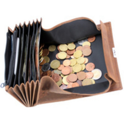 Portefeuille de serveur, en cuir velours, brun