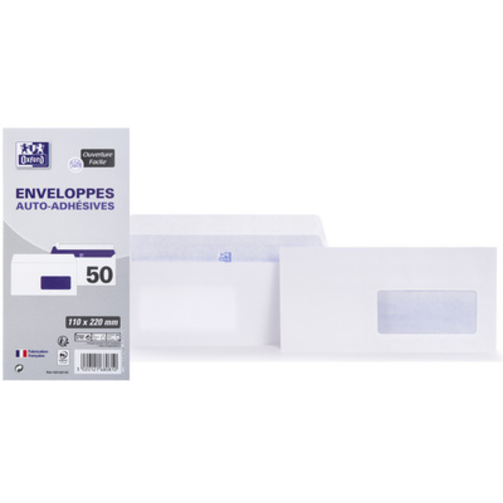 Enveloppes, DL, 110 x 220 mm, 80 g, auto-adhésives