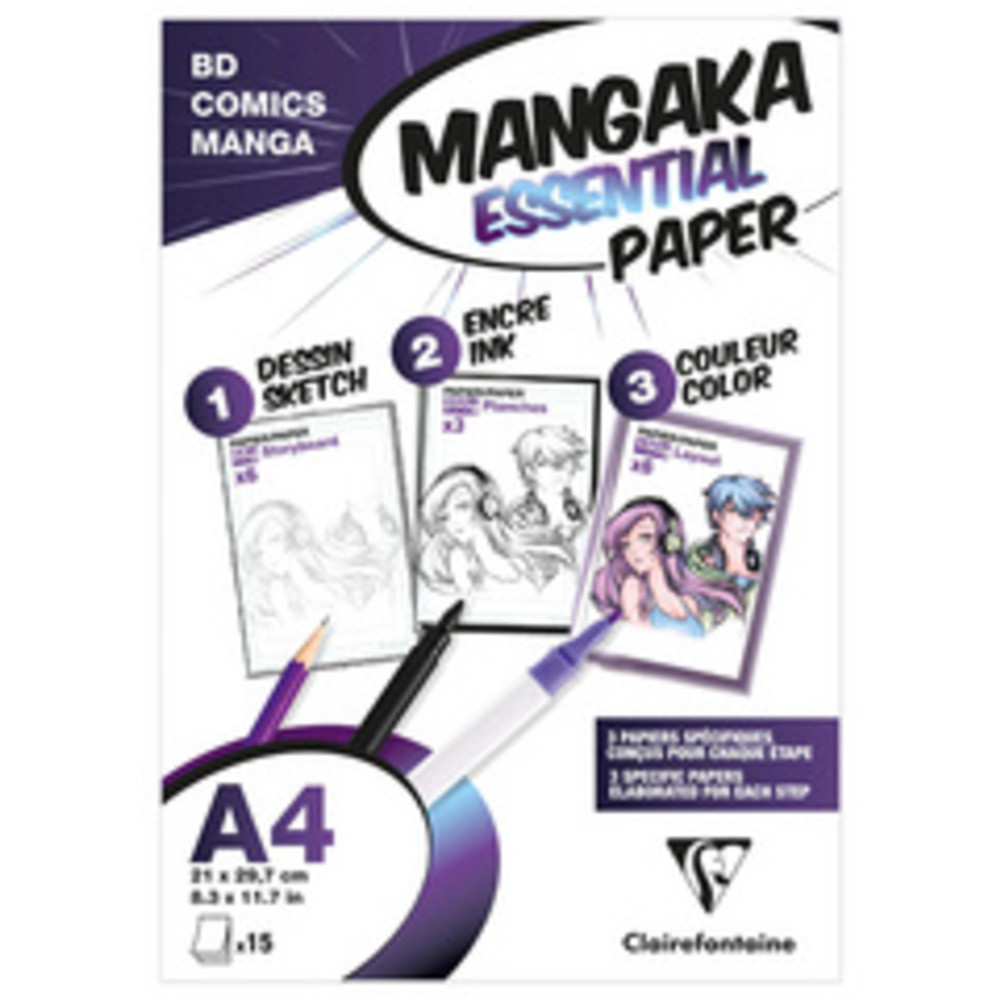 Papier MANGA, A4, 15 feuilles, blanc