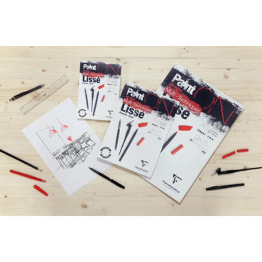 Bloc papier dessin Paint'ON Lisse, A4, blanc