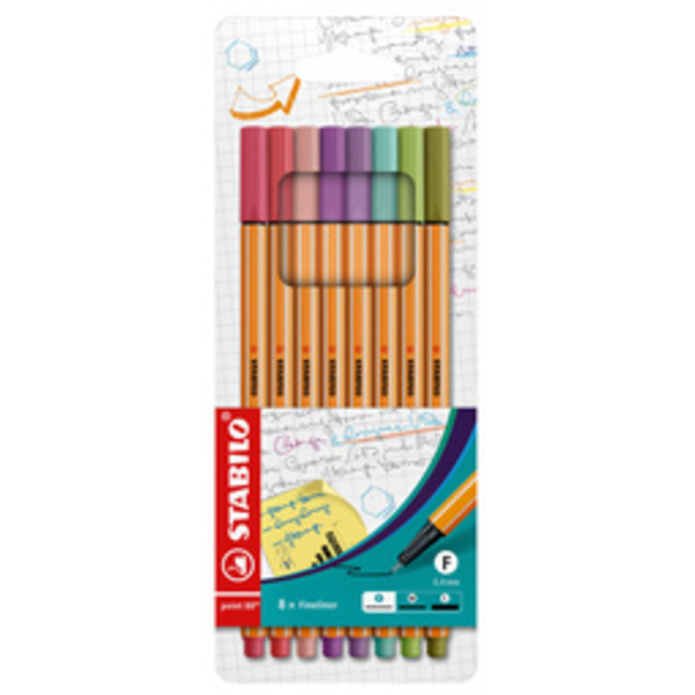 Stylo feutre pointe fine STABILO point 88 Etui carton x 8 feutres fins STABILO point 88 coloris "cocooning" - vue 10