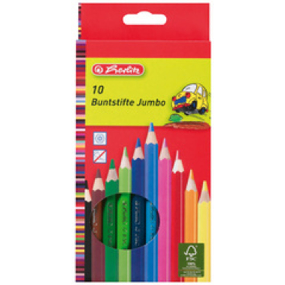 Herlitz Carton de 10 crayons de couleur Jumbo 10x - vue 2