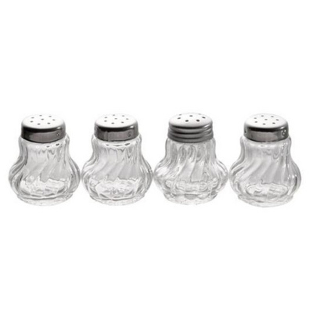 Mini salière/poivrière, set de 4, verre/acier inoxydable