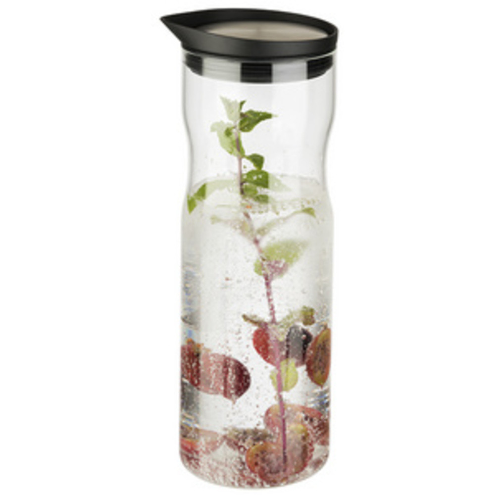 APS Carafe en verre avec couvercle, 1,2 litre, verre/inox