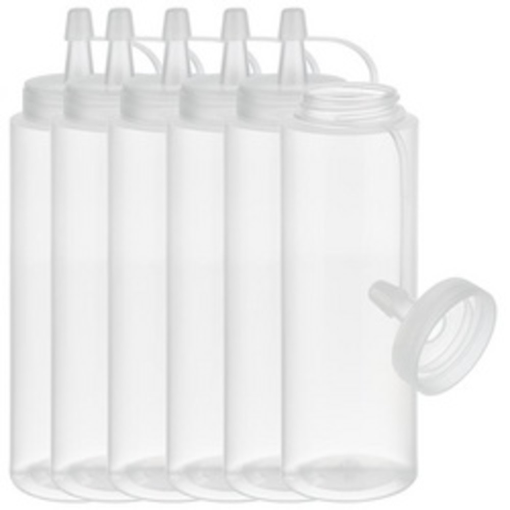 Bouteille verseuse souple, 260 ml, set de 6, transparent