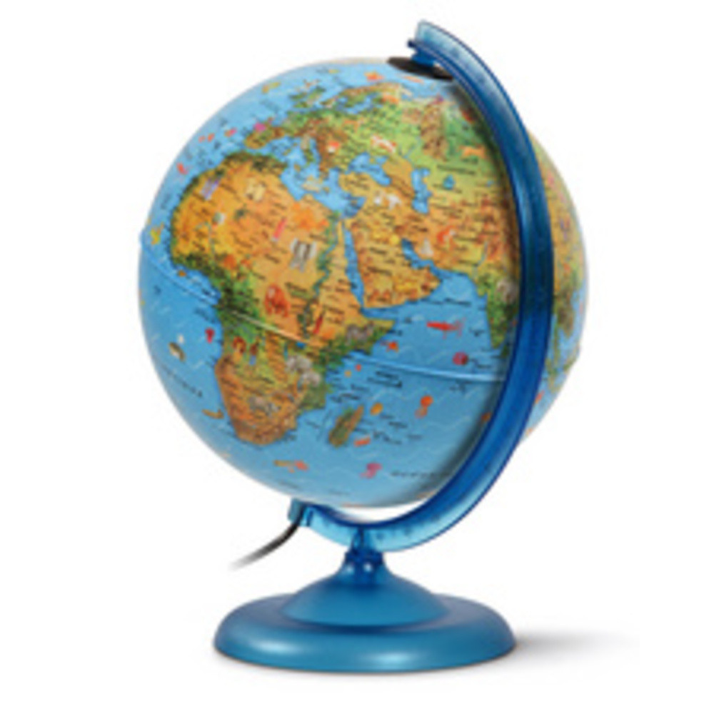 WONDAY Globe lumineux KID, bleu, 250 mm, texte francais