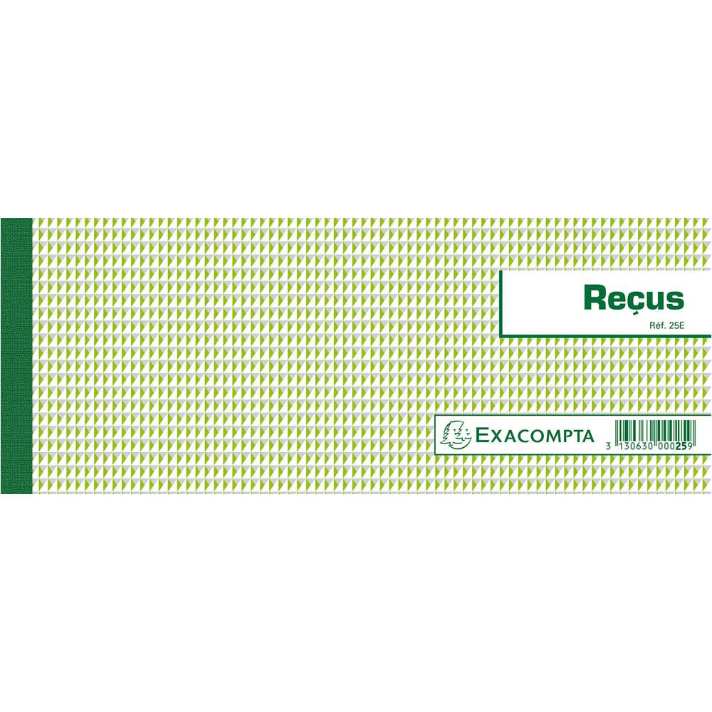 EXACOMPTA Carnet à souche Reçus 50 feuillets Format horizontal 10 5x27cm