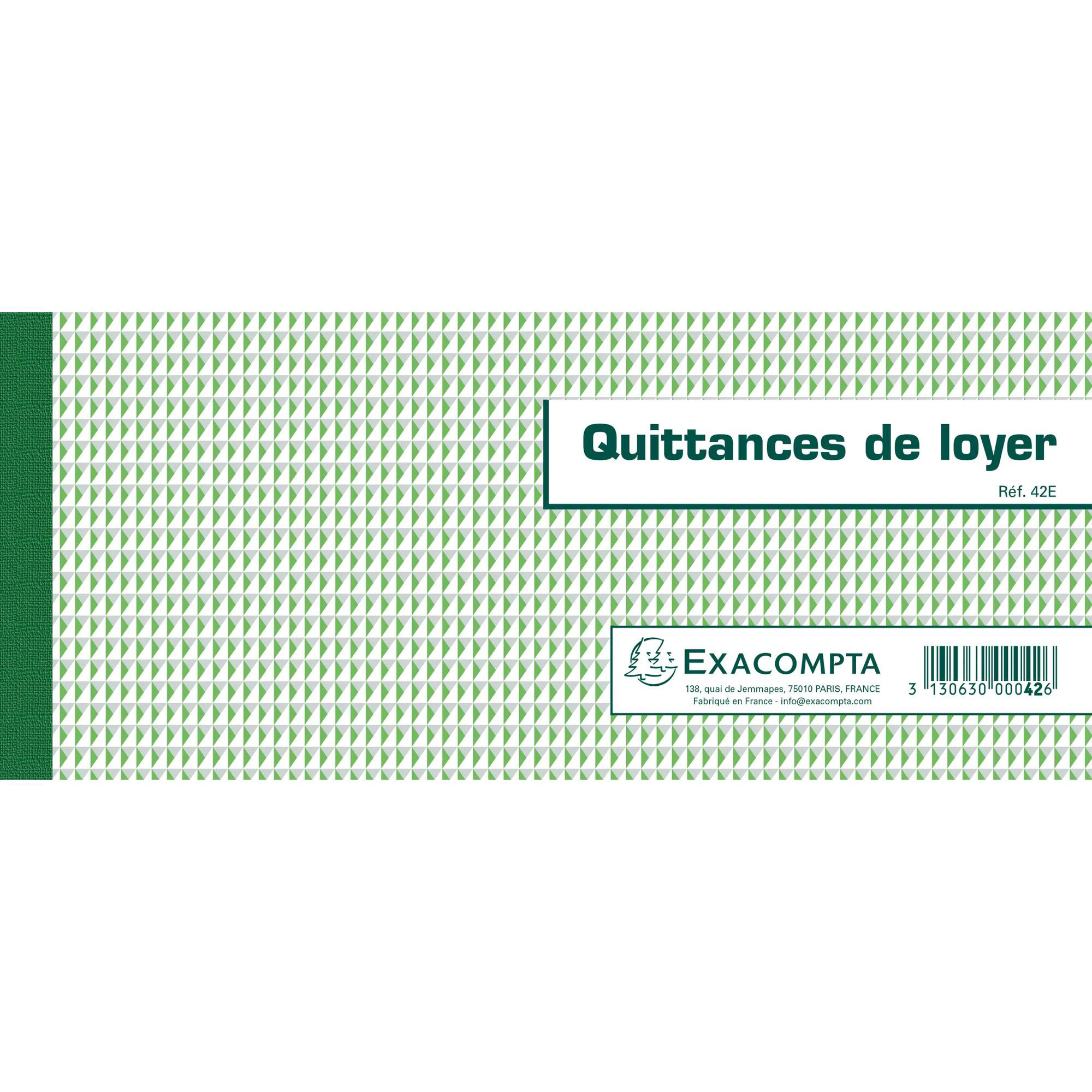 EXACOMPTA Carnet à souche Quittances de loyer 50 feuillets Format horizontal de la quittance : 10 1x16 5 cm
