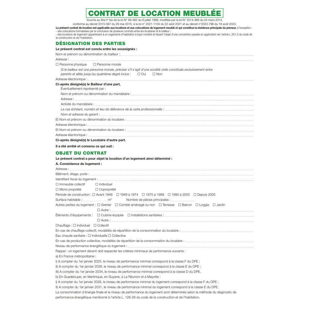 EXACOMPTA Feuilles Contrat de location pour locaux meubls - Blanc