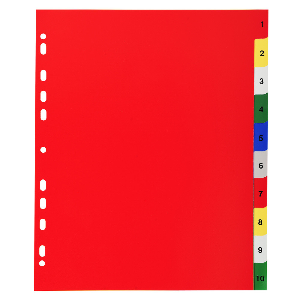 EXACOMPTA Intercalaires imprims numriques PP couleurs 12/100e - 10 positions - A4+ - Assorties vives