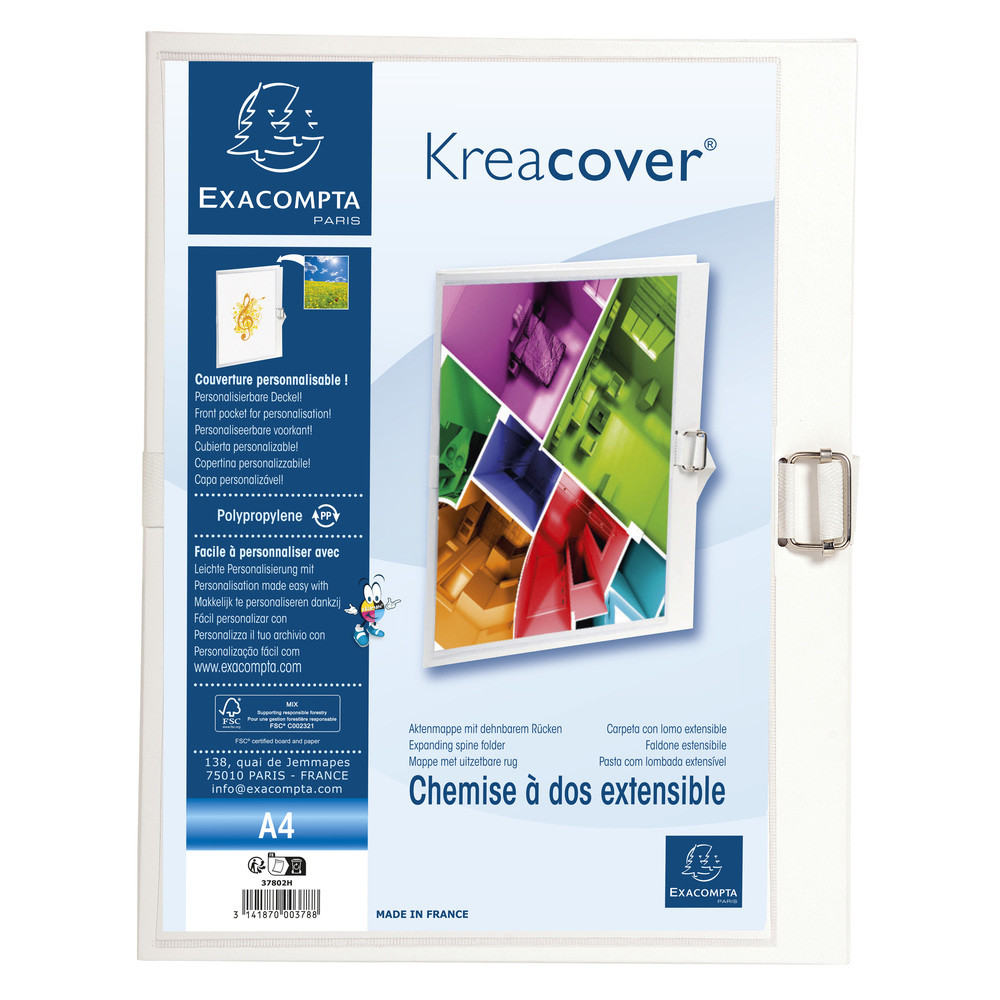 EXACOMPTA Chemise dos extensible Krea Cover - 24x32cm - Blanc