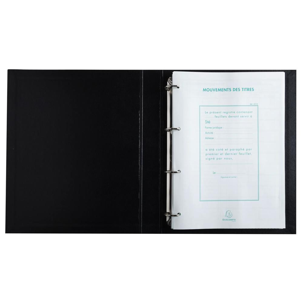 EXACOMPTA Reliure registre 32x26cm 4 anneaux avec recharge de 100 feuillets imprimés Mouvements de titres