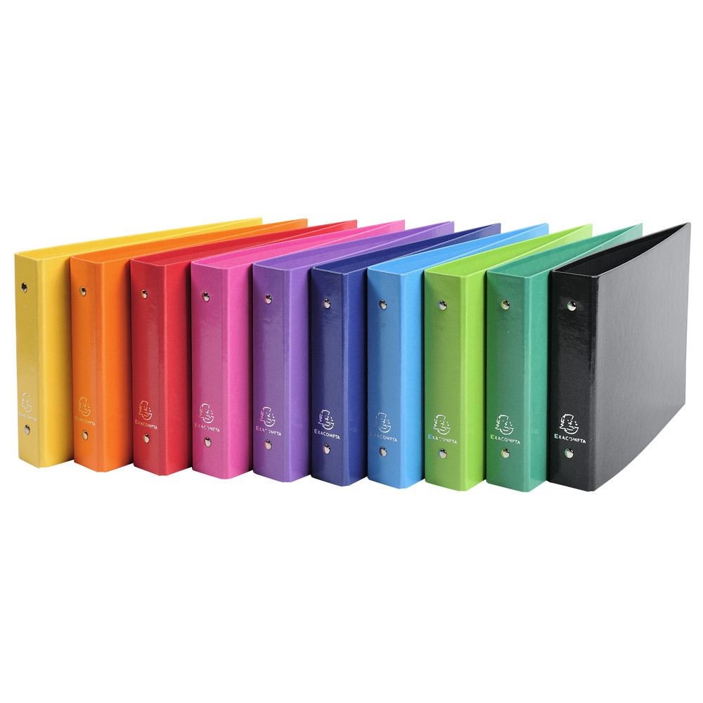 EXACOMPTA Classeur rigide rembord pour fiches bristol 125x200mm 2 anneaux 25mm Iderama - Couleurs assorties