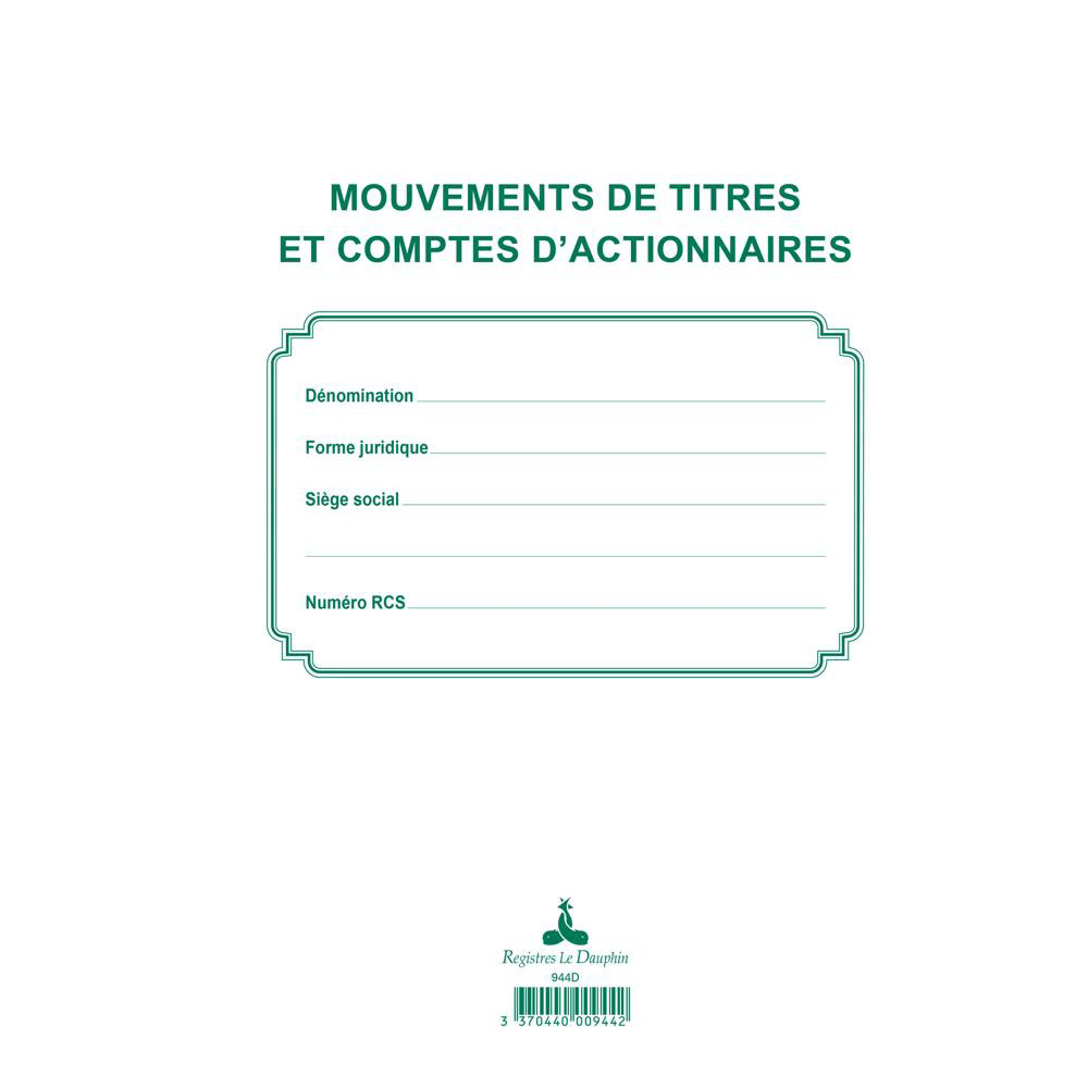 EXACOMPTA Registre des mouvements de titre liste des actionnaires 58 feuillets