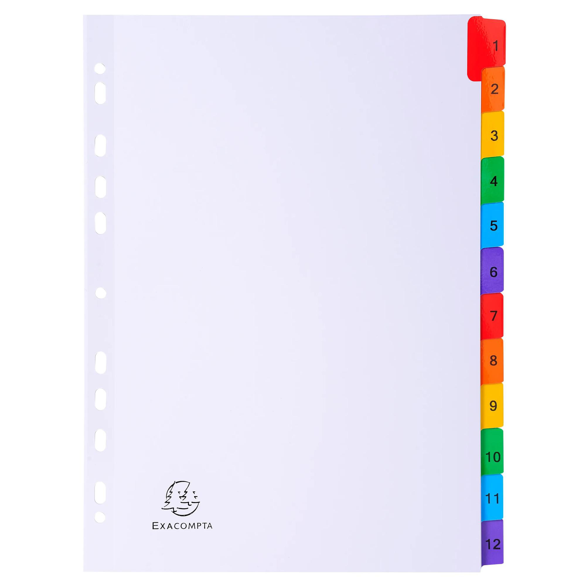 EXACOMPTA Intercalaires Imprimés numériques carte blanche 160g- 12 positions - A4 - Blanc