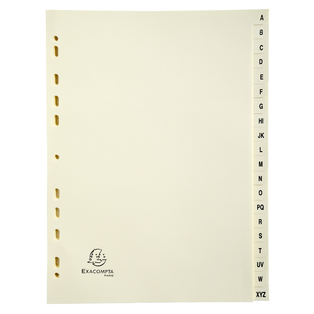 EXACOMPTA Intercalaires imprims Carte peau 155g 20 positions de A  Z - A4 - Ivoire