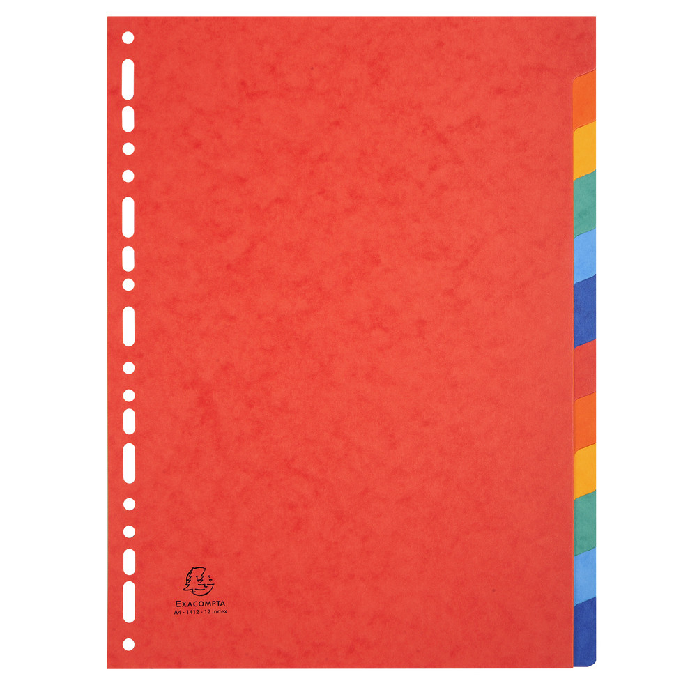 EXACOMPTA Intercalaires carte lustre 225g 12 positions - A4 - Couleurs assorties